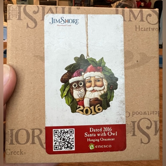 2016 Jim Shore Heartwood Creek Santa W/ Owl In Wreath Ornament #4053828 NIB - Picture 3 of 10